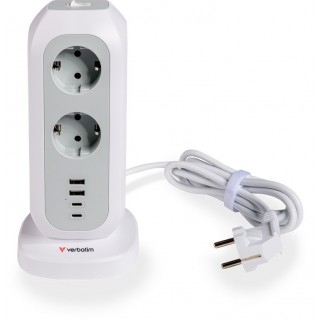 Verbatim Multi Plug Power Tower Grey/White